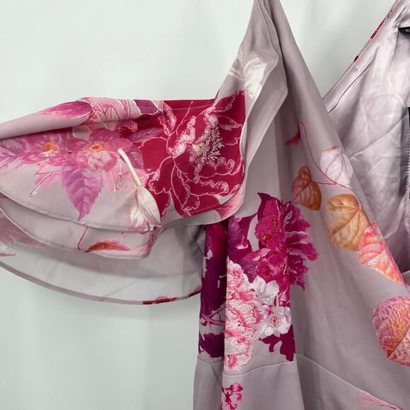 City Chic Sakura Maxi Dress Floral Wrap Hi Lo Maxi Purple NEW Plus Womens 18W - Picture 4 of 10